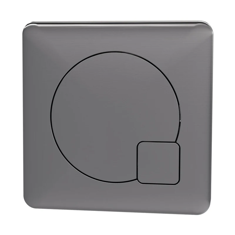Hudson Reed Toilet Accessories Square Dual Flush Gun Metal Push Button Contemp Brushed Pewter Abs 70x70x99mm