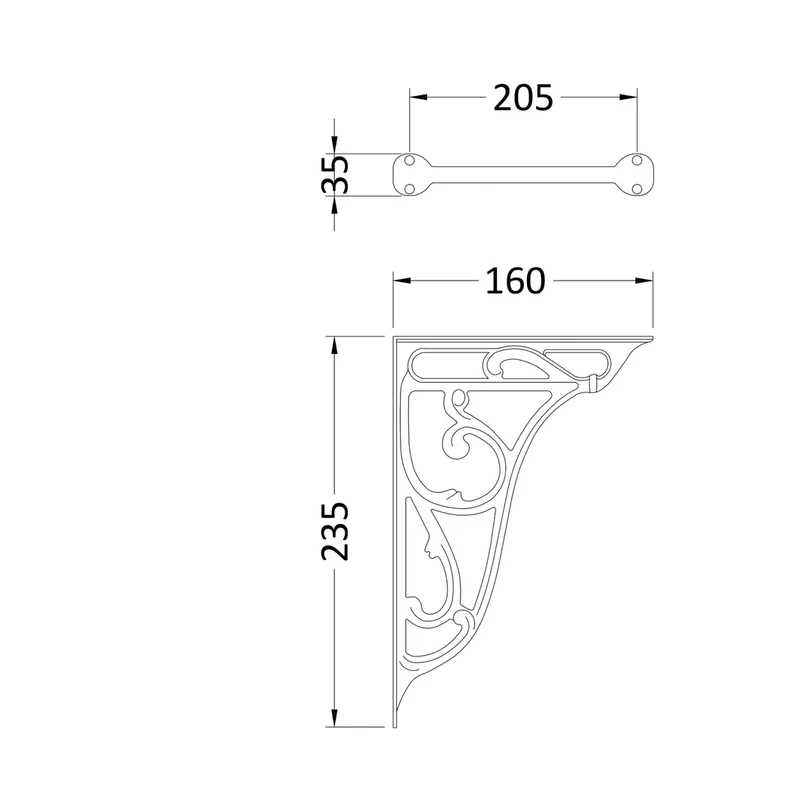 Hudson Reed Toilet Accessories Ornate Cistern Brackets Trad Chrome Brass 160x35x235mm