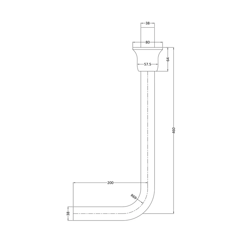 Hudson Reed Toilet Accessories Low Level Flush Pipe Pack Trad Chrome Brass 480x81x220mm