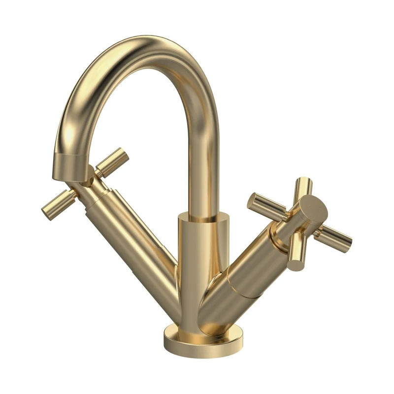 Hudson Reed Tec Crosshead Mono Basin Mixer Contemp Brushed Brass Brass 217x230x175mm