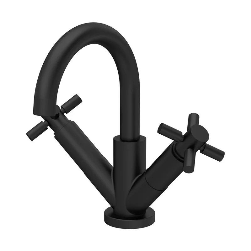 Hudson Reed Tec Crosshead Mono Basin Mixer Contemp Matt Black Brass 217x230x175mm