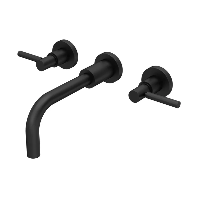 Hudson Reed Tec Lever Wall Mounted Basin Mixer Contemp Matt Black Brass 106x320x260mm