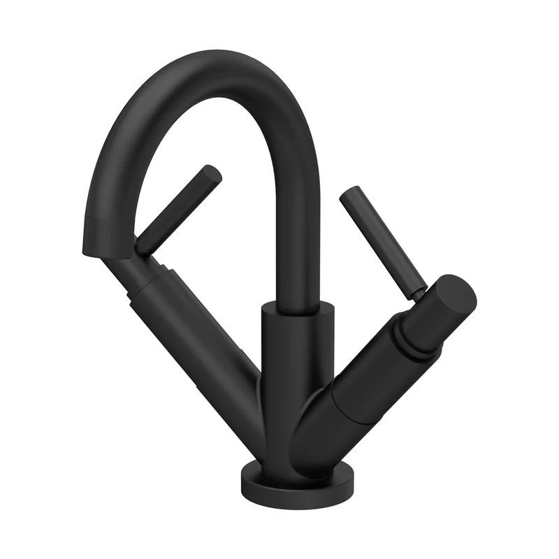 Hudson Reed Tec Lever Mono Basin Mixer Contemp Matt Black Brass 217x260x175mm