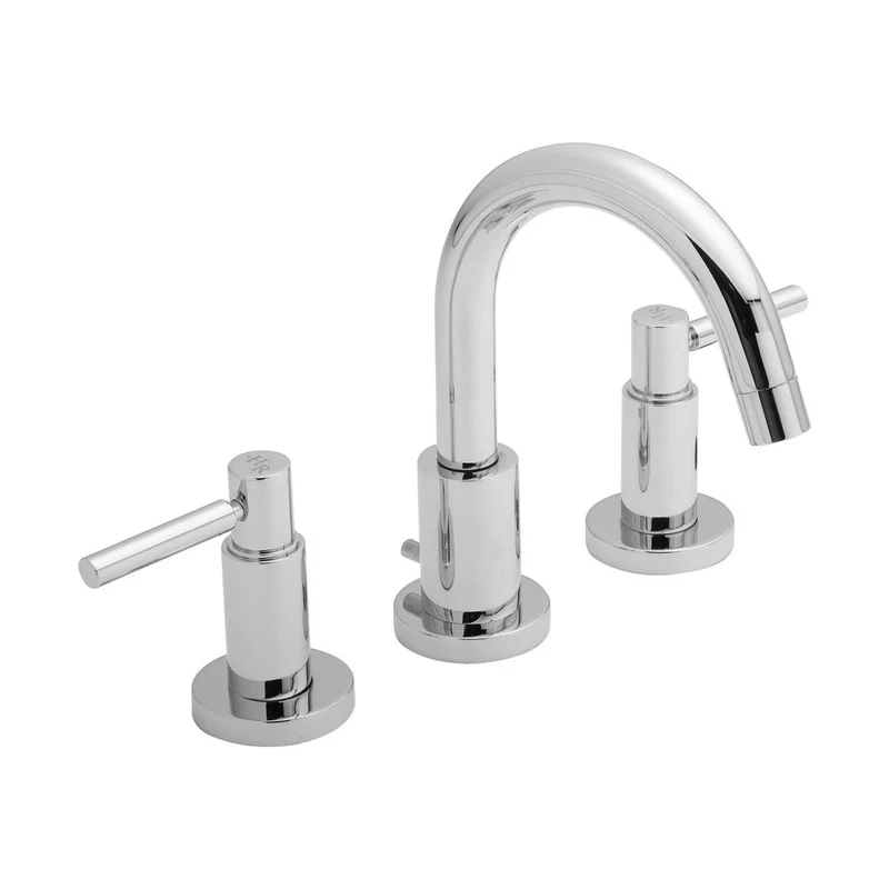 Hudson Reed Tec Lever 3 Tap Hole Basin Mixer Contemp Chrome Brass 190x235x170mm