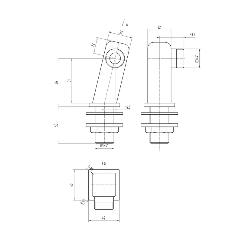 Hudson Reed Tap Extras Inlet Leg Contemp Chrome Brass 70x42x88mm
