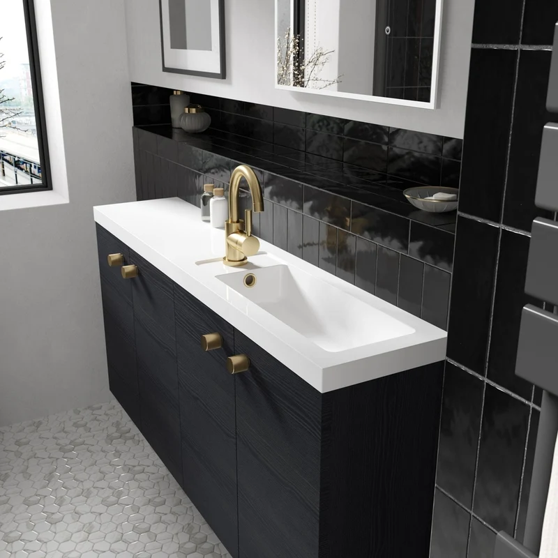 Hudson Reed Tec Single Lever Mono Basin Mixer Contemp Brushed Brass Brass 292x50x190mm