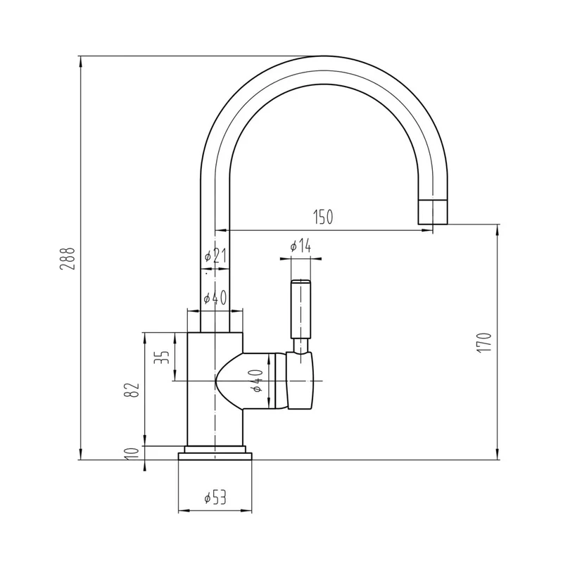 Hudson Reed Tec Single Lever Mono Basin Mixer Contemp Matt Black Brass 292x50x190mm