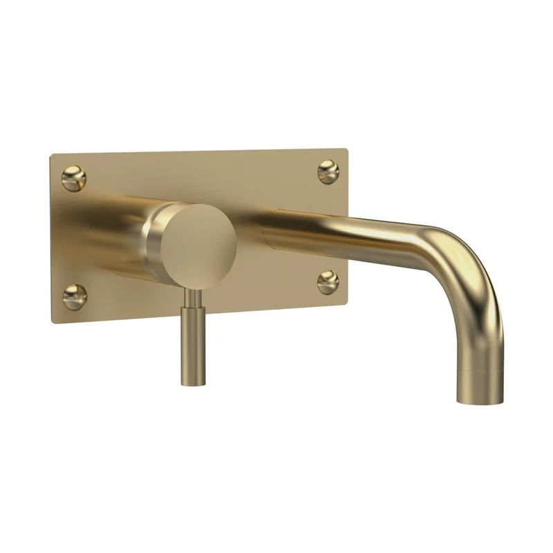 Hudson Reed Tec Single Lever Wall Mounted Basin Bath Filler Contemp Brushed Brass Brass 100x205x213mm