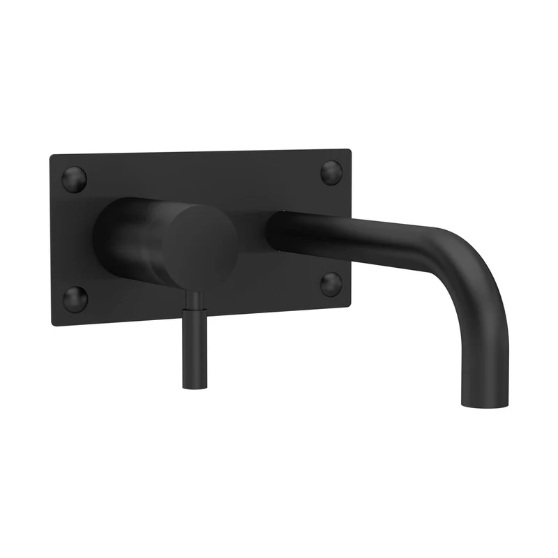 Hudson Reed Tec Single Lever Wall Mounted Basin Bath Filler Contemp Matt Black Brass 100x205x213mm