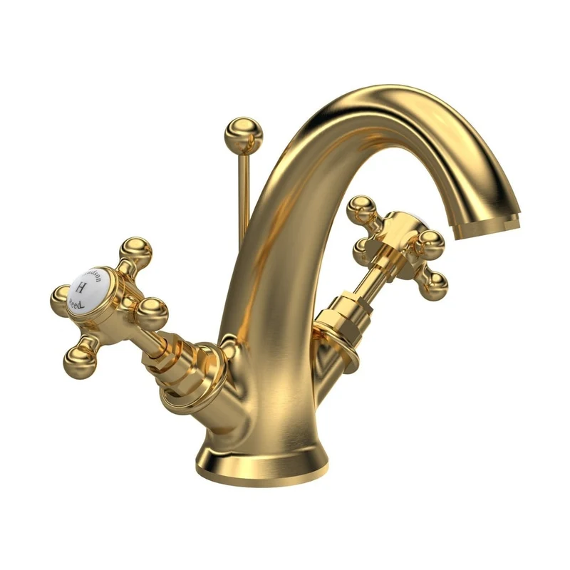 Hudson Reed Topaz Mono Basin Mixer Trad Brushed Brass Brass 176x214x185mm
