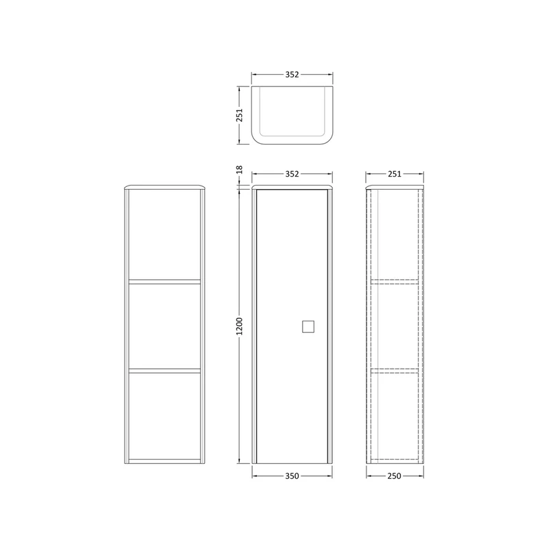 Hudson Reed Sarenna Tall Wall Hung Unit Contemp Mineral Blue MFC Smooth Matt 1200x350x250mm