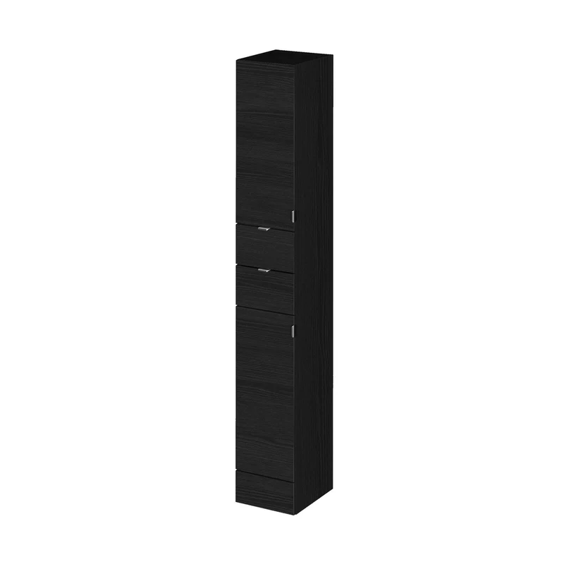 Hudson Reed Fusion 300mm Tall Unit Contemp Charcoal Black MFC Textured Woodgrain 1940x300x355mm
