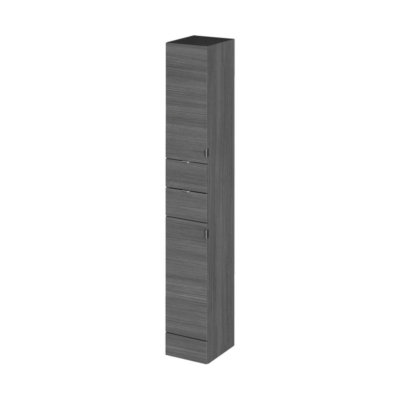 Hudson Reed Fusion 300mm Tall Unit Contemp Graphite Grey Woodgrain MFC Textured Woodgrain 1940x300x355mm