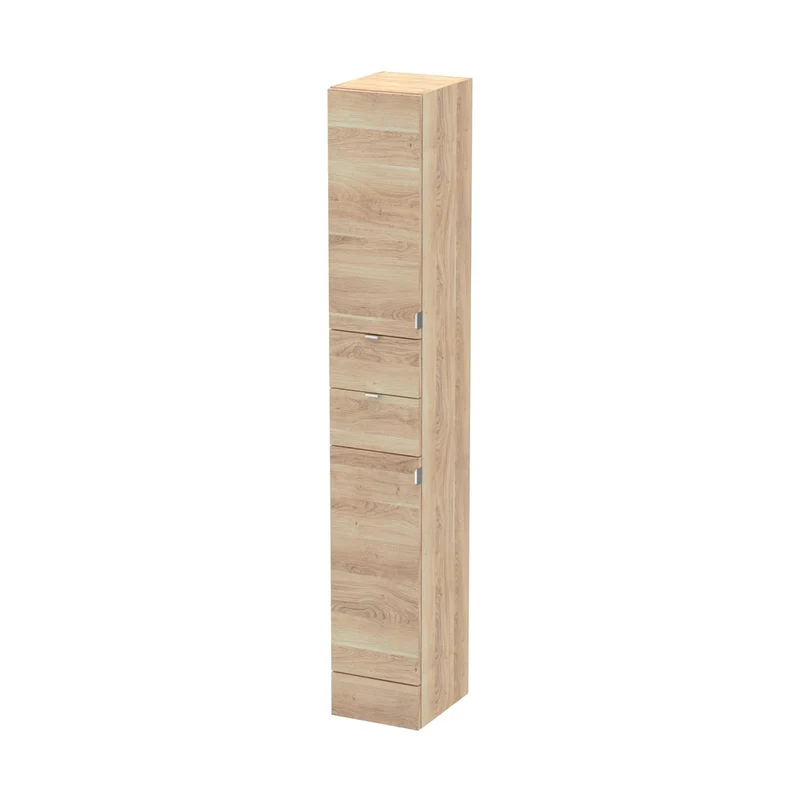 Hudson Reed Fusion 300mm Tall Unit Contemp Bleached Oak MFC Textured Woodgrain 1940x300x355mm