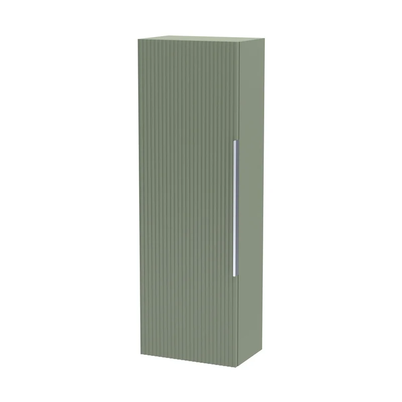 Hudson Reed Fluted 400mm Tall Unit Contemp Satin Green MFC Painted Gloss 1200x400x253mm