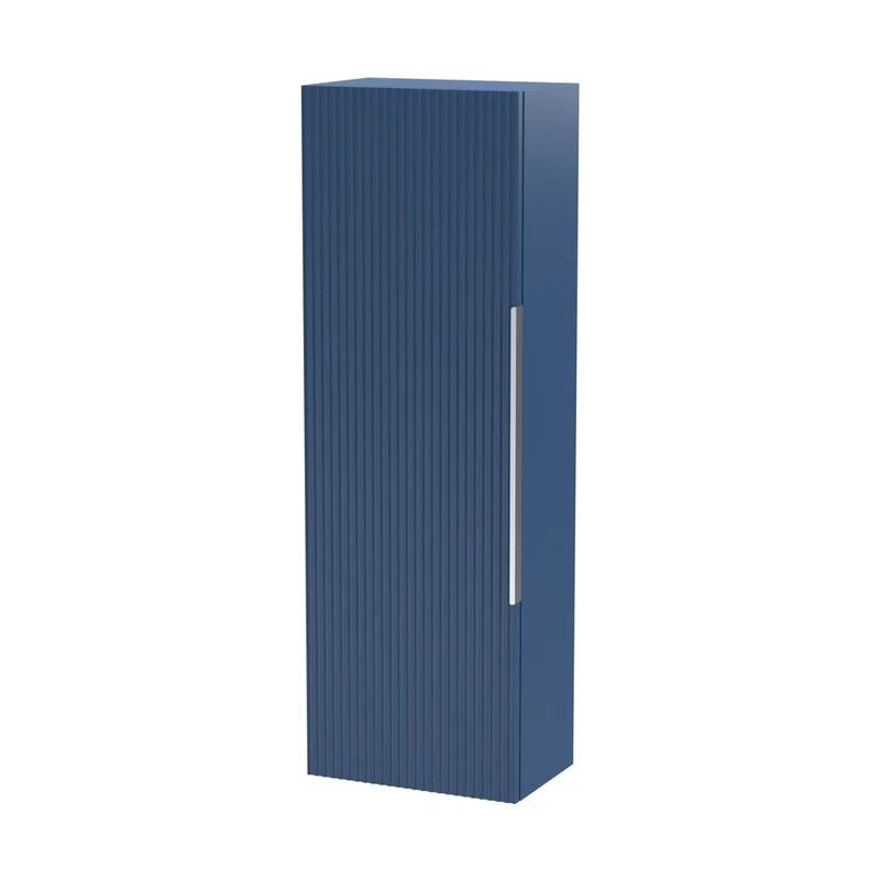 Hudson Reed Fluted 400mm Tall Unit Contemp Satin Blue MFC Painted Gloss 1200x400x253mm