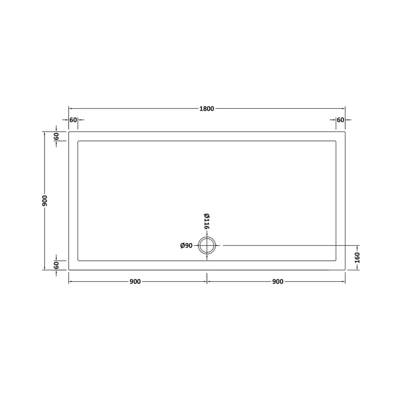 Hudson Reed Rectangular Trays Rectangular Shower Tray 1800 X 900mm Contemp White Acrylic Capped Abs Caco3 And Pu
