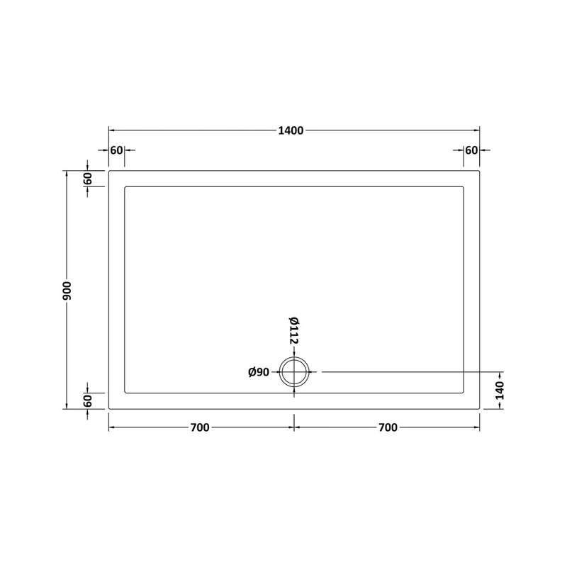 Hudson Reed Rectangular Trays Rectangular Shower Tray 1400 X 900mm Contemp White Acrylic Capped Abs Caco3 And Pu