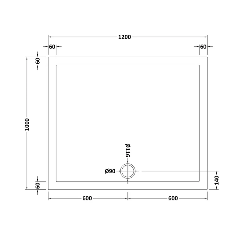 Hudson Reed Rectangular Trays Rectangular Shower Tray 1200 X 1000mm Contemp White Acrylic Capped Abs Caco3 And Pu