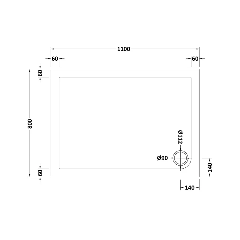 Hudson Reed Rectangular Trays Rectangular Shower Tray 1100 X 800mm Contemp White Acrylic Capped Abs Caco3 And Pu