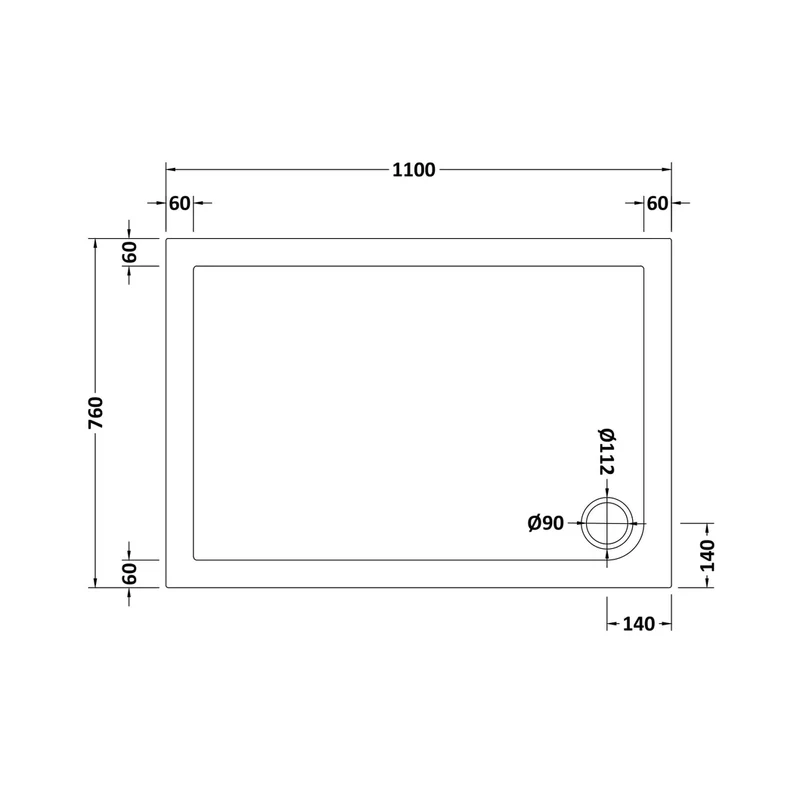 Hudson Reed Rectangular Trays Rectangular Shower Tray 1100 X 760mm Contemp White Acrylic Capped Abs Caco3 And Pu