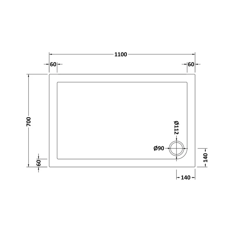 Hudson Reed Rectangular Trays Rectangular Shower Tray 1100 X 700mm Contemp White Acrylic Capped Abs Caco3 And Pu