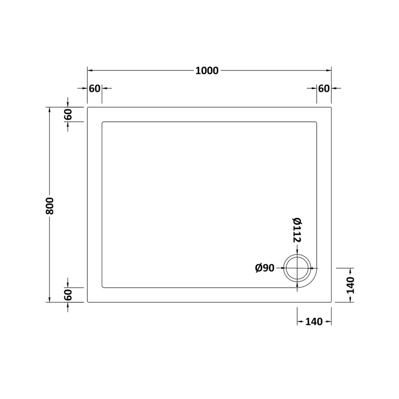 Hudson Reed Rectangular Trays Rectangular Shower Tray 1000 X 800mm Contemp White Acrylic Capped Abs Caco3 And Pu