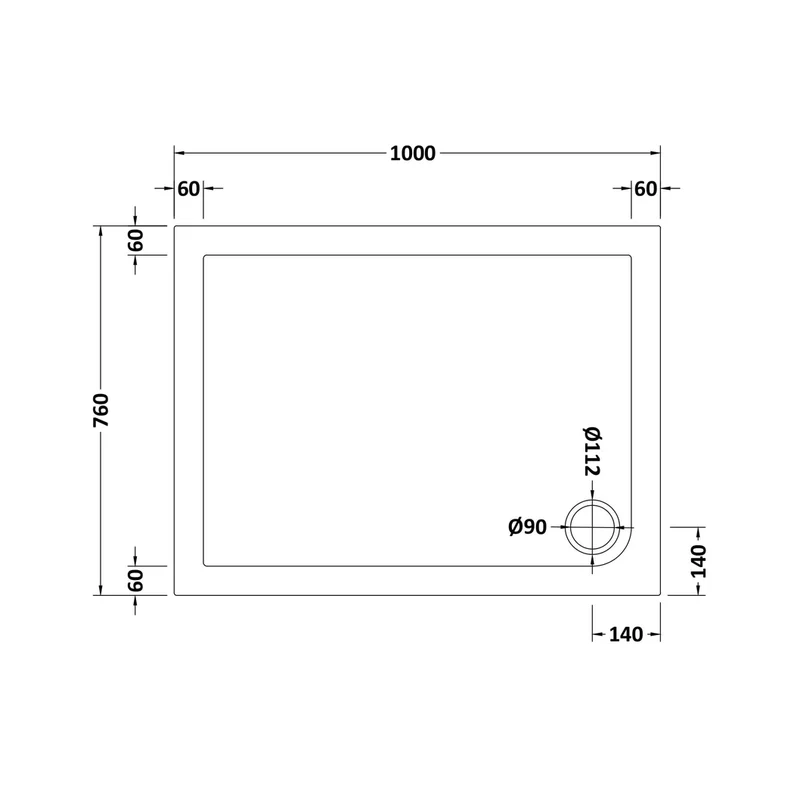 Hudson Reed Rectangular Trays Rectangular Shower Tray 1000 X 760mm Contemp White Acrylic Capped Abs Caco3 And Pu