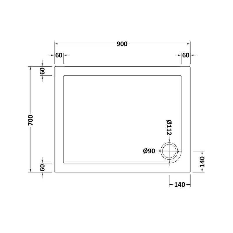 Hudson Reed Rectangular Trays Rectangular Shower Tray 900 X 700mm Contemp White Acrylic Capped Abs Caco3 And Pu