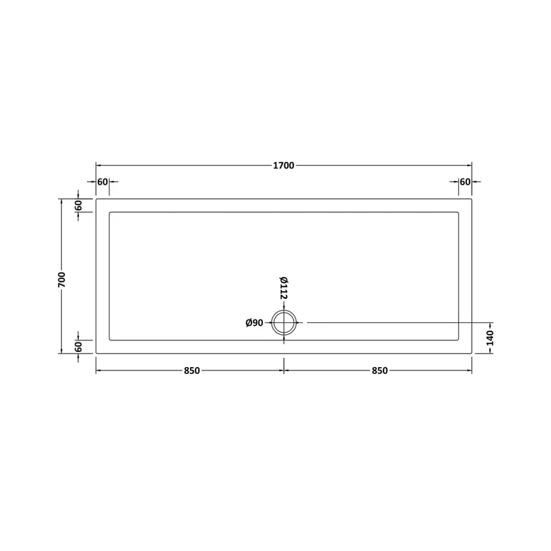 Hudson Reed Rectangular Trays Slip Resistant Rectangular Shower Tray 1700 X 700mm Contemp European White Acrylic Capped Abs Caco3 And Pu