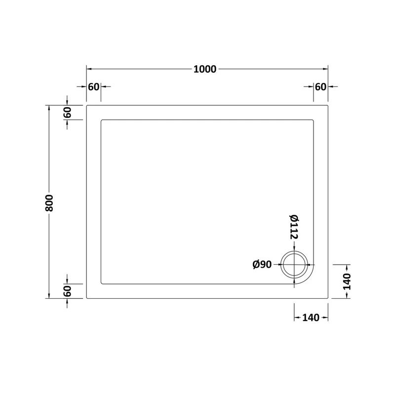 Hudson Reed Rectangular Trays Slip Resistant Rectangular Shower Tray 1000 X 800mm Contemp European White Acrylic Capped Abs Caco3 And Pu