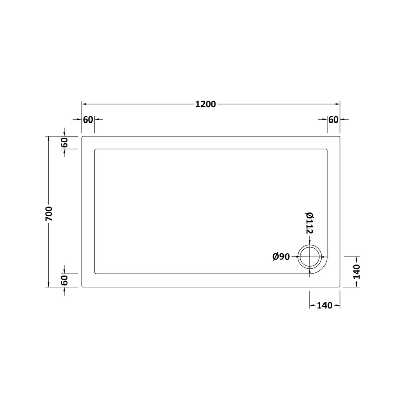 Hudson Reed Rectangular Trays Slip Resistant Rectangular Shower Tray 1200 X 700mm Contemp European White Acrylic Capped Abs Caco3 And Pu