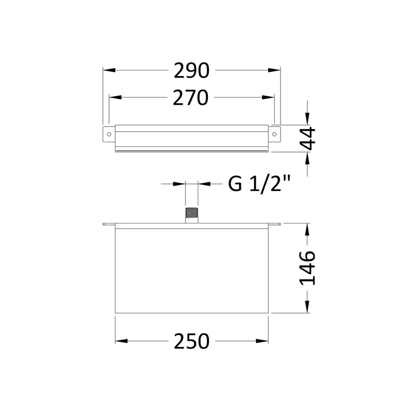 Hudson Reed Fixed Heads Bath Filler Contemp Chrome Brass 30x290x146mm