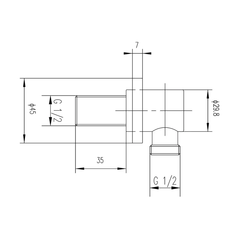 Hudson Reed Shower Parts Outlet Elbow Contemp Chrome Brass 55x45x75mm