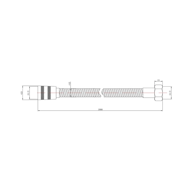 Hudson Reed Shower Parts Shower Flex Contemp Chrome Brass 2000x15x15mm