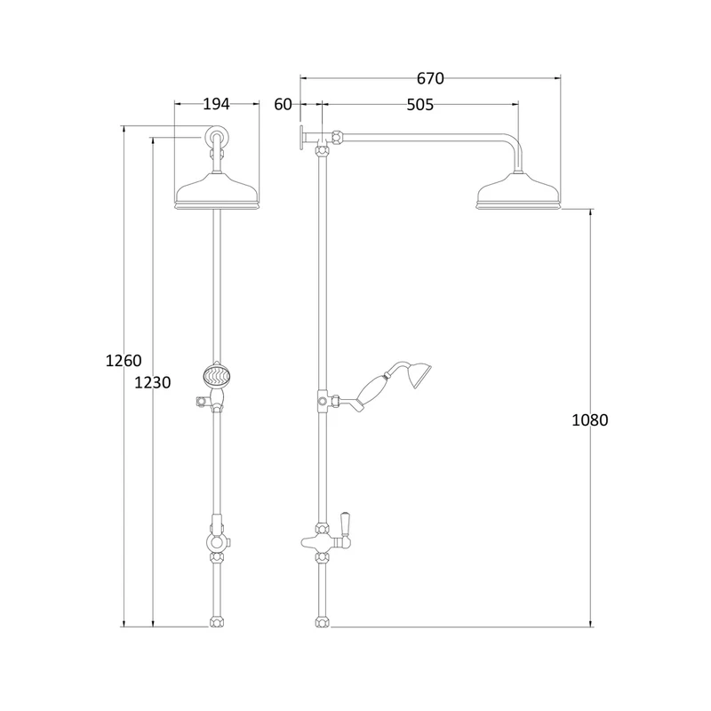 Hudson Reed Rigid Riser Kits Rigid Riser Kit Trad Chrome Brass Abs 1300x200x507mm