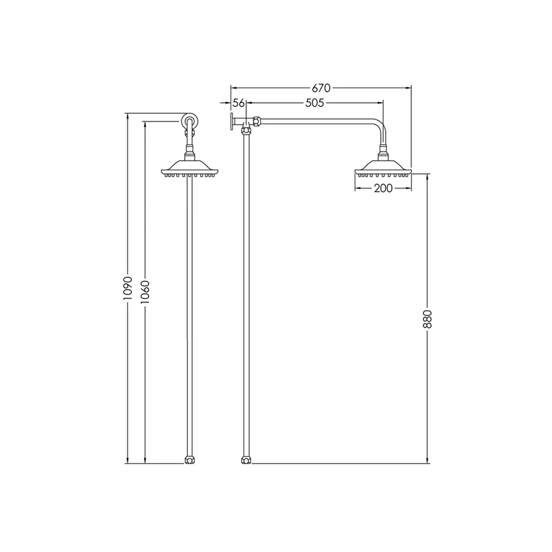 Hudson Reed Rigid Riser Kits Rigid Riser Kit Trad Chrome Brass 1085x150x565mm