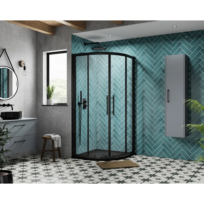 Hudson Reed Apex 900mm Quadrant Contemp Matt Black Aluminium,metal 1900x880x880mm