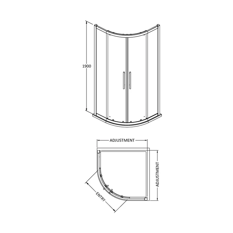 Hudson Reed Apex 1000mm Quadrant Contemp Matt Black Aluminium,metal 1900x980x980mm