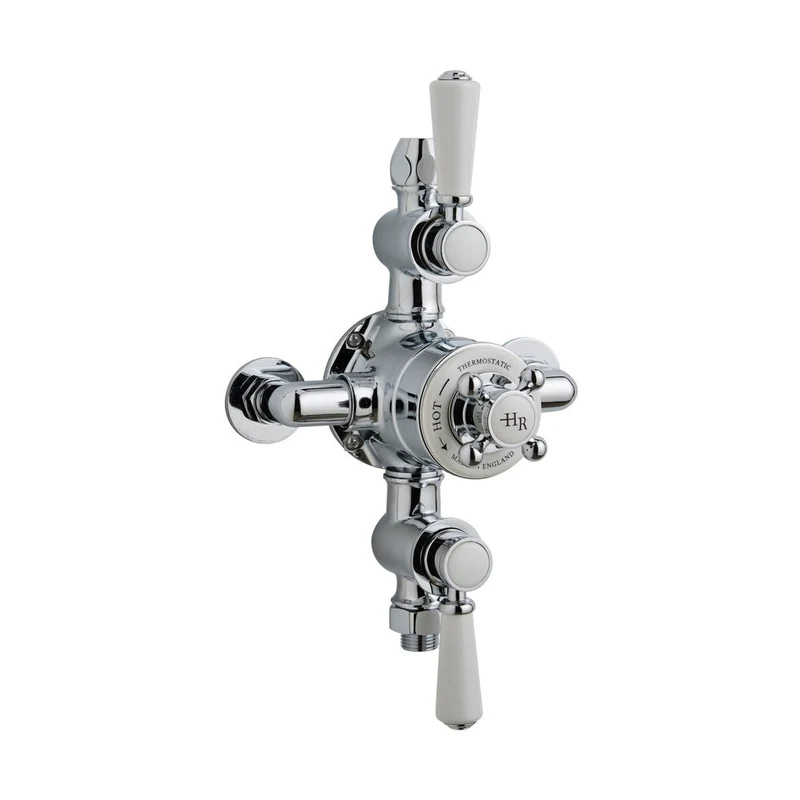 Hudson Reed Topaz Triple Thermostatic Shower Valve Trad Chrome Brass 332x195x135mm