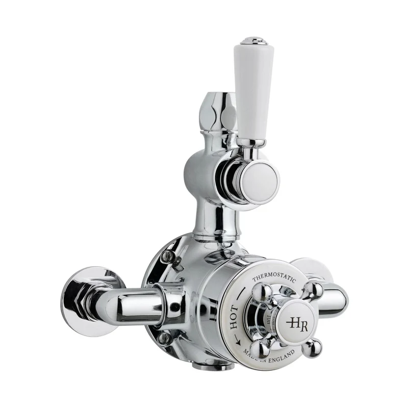 Hudson Reed Topaz Twin Thermostatic Shower Valve Trad Chrome Brass 206x195x135mm