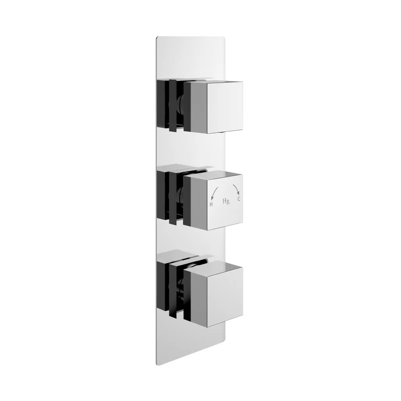 Hudson Reed 3 Outlet Valves Triple Valve With Diverter Contemp Chrome Brass Abs 280x95x136mm - SQRTR03