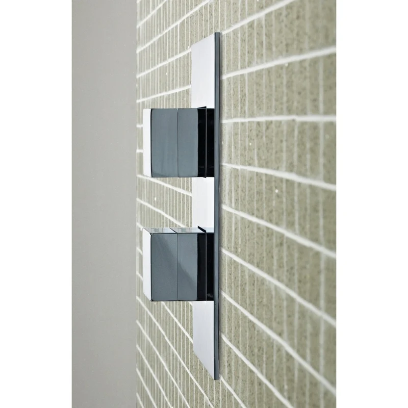 Hudson Reed 1 Outlet Valves Twin Thermostatic Shower Valve Contemp Chrome Brass Abs 215x120x135mm - SQR3210