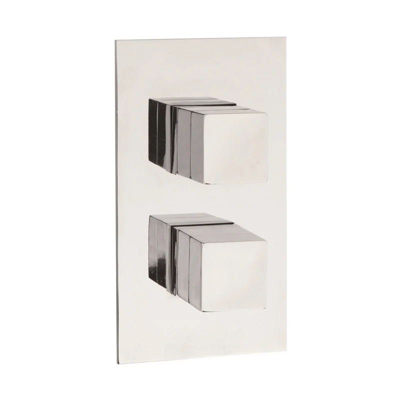 Hudson Reed 2 Outlet Valves Twin Thermostatic Shower Valve With Diverter Contemp Chrome Brass Abs 215x120x135mm - SQR3207