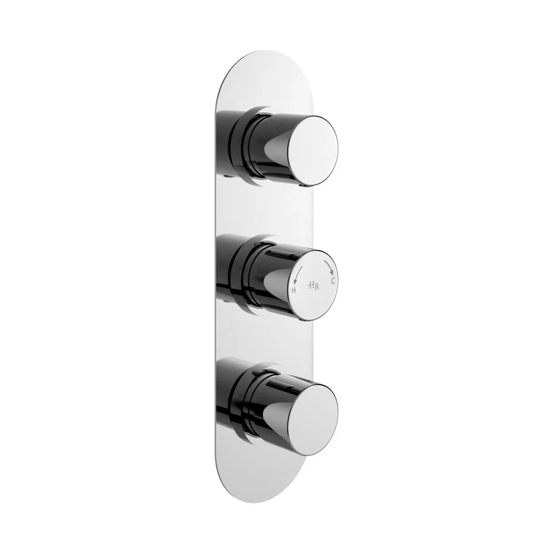 Hudson Reed 3 Outlet Valves Triple Valve With Diverter Contemp Chrome Brass Abs 280x95x136mm - RNDTR03