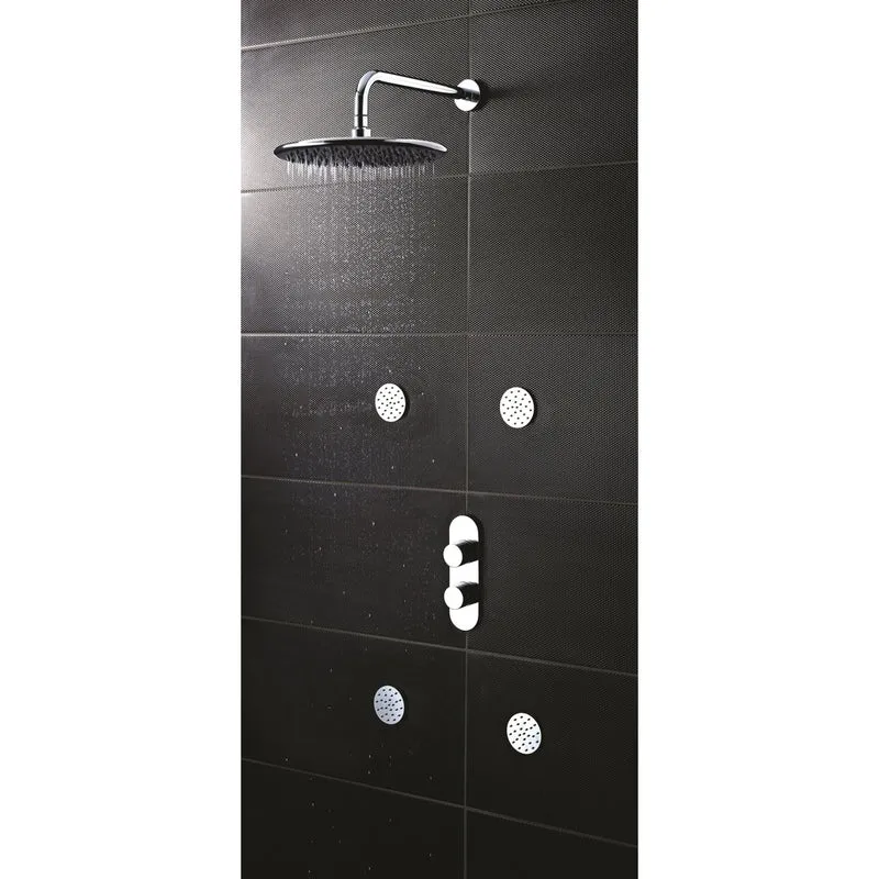 Hudson Reed 2 Outlet Valves Twin Thermostatic Shower Valve With Diverter Contemp Chrome Brass Abs 220x67x135mm