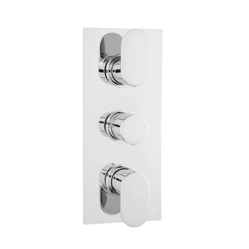 Hudson Reed 3 Outlet Valves Triple Thermostatic Shower Valve With Diverter Contemp Chrome Brass Abs 280x120x135mm
