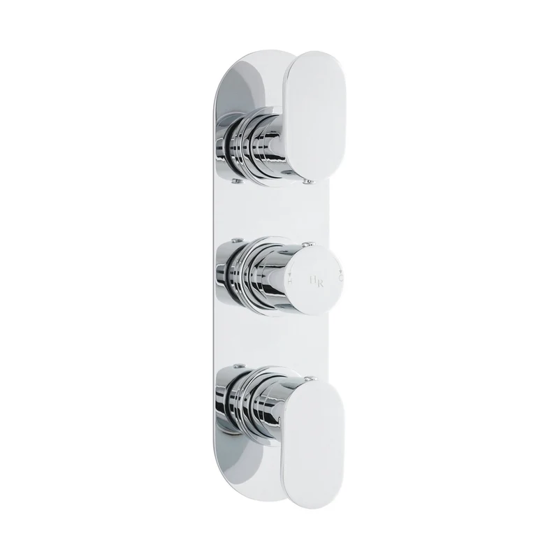 Hudson Reed 2 Outlet Valves Triple Thermostatic Shower Valve Contemp Chrome Brass Abs 280x80x136mm