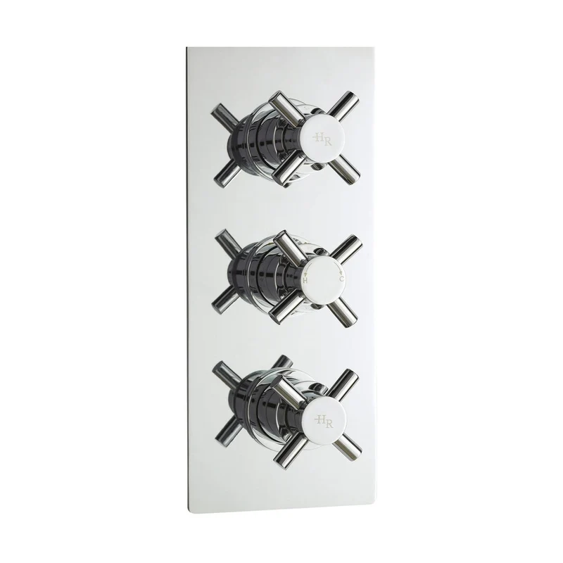 Hudson Reed Tec Crosshead Triple Thermostatic Shower Valve Contemp Chrome Brass Abs 280x80x136mm