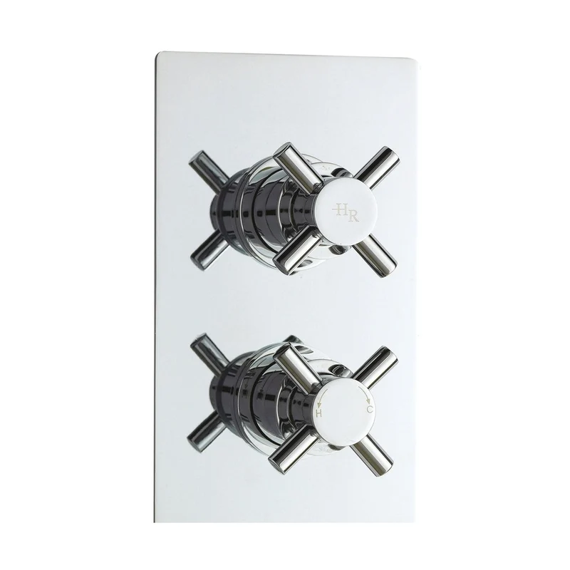 Hudson Reed Tec Crosshead Twin Thermostatic Shower Valve Contemp Chrome Brass Abs 215x120x138mm